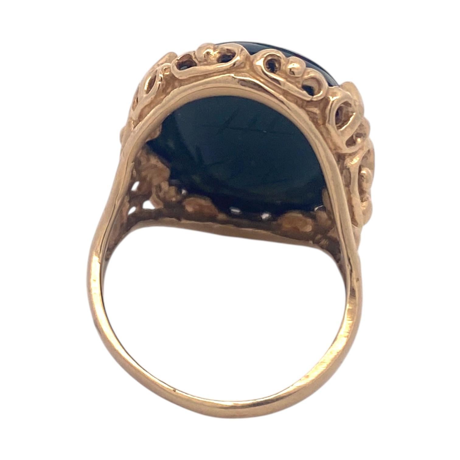 Vintage 14K Gold Scarab Bloodstone Cabochon Ring Unisexe en vente