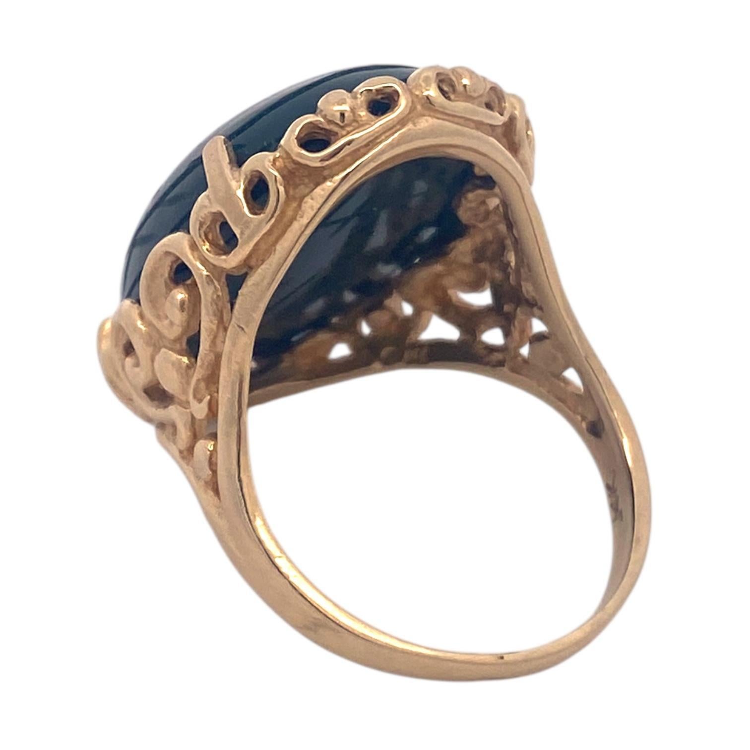 Vintage 14K Gold Scarab Bloodstone Cabochon Ring en vente 1