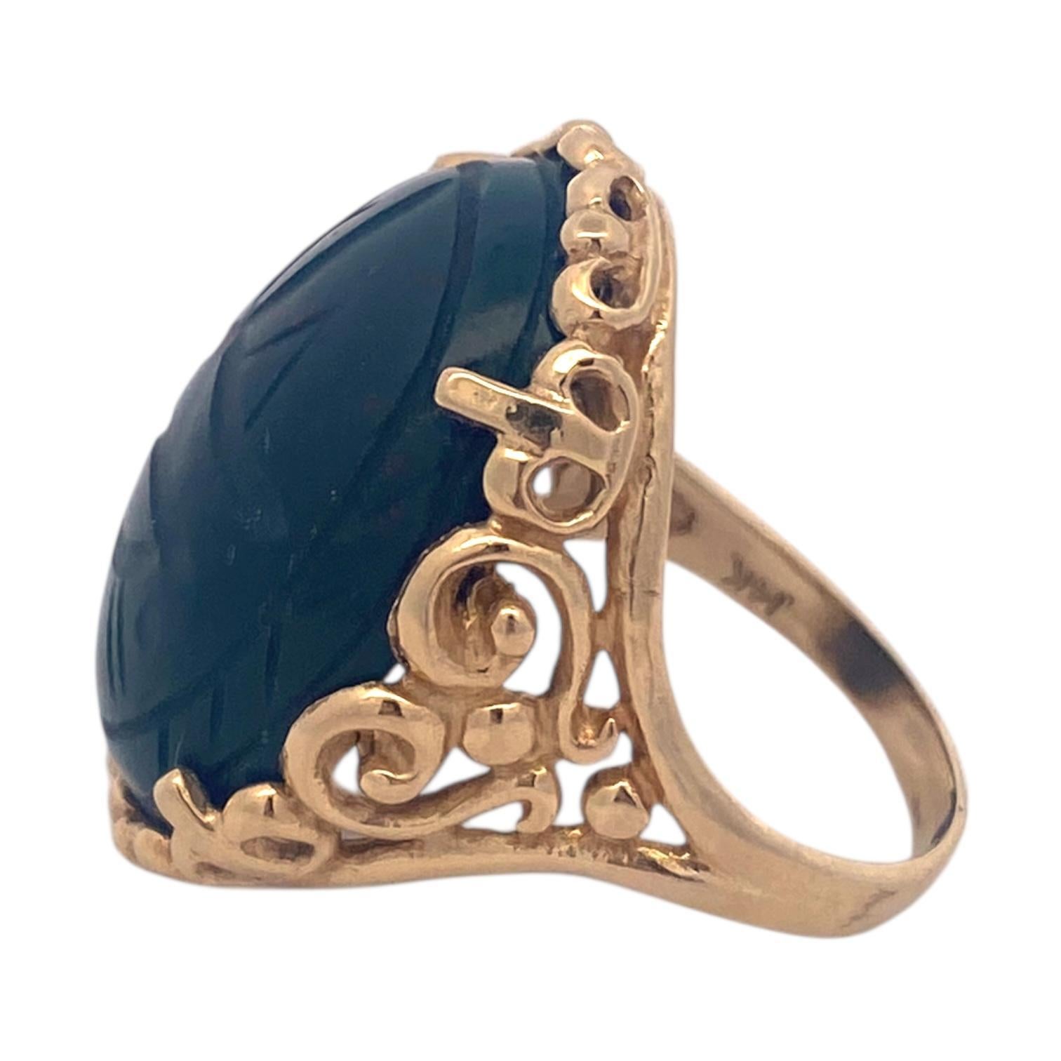Vintage 14K Gold Scarab Bloodstone Cabochon Ring en vente 2