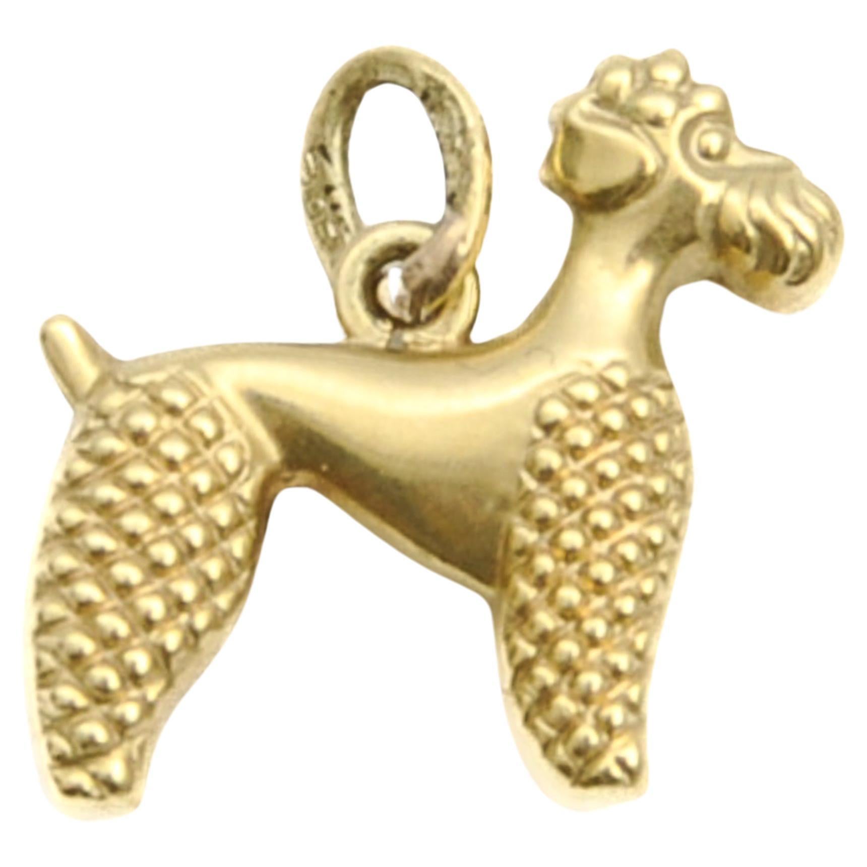 Vintage 14K Gold Schnauzer Terrier Dog Charm Pendant For Sale