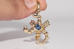 Vintage 14k Gold Scorpion Design Natural Diamond And Gemstone Pendant