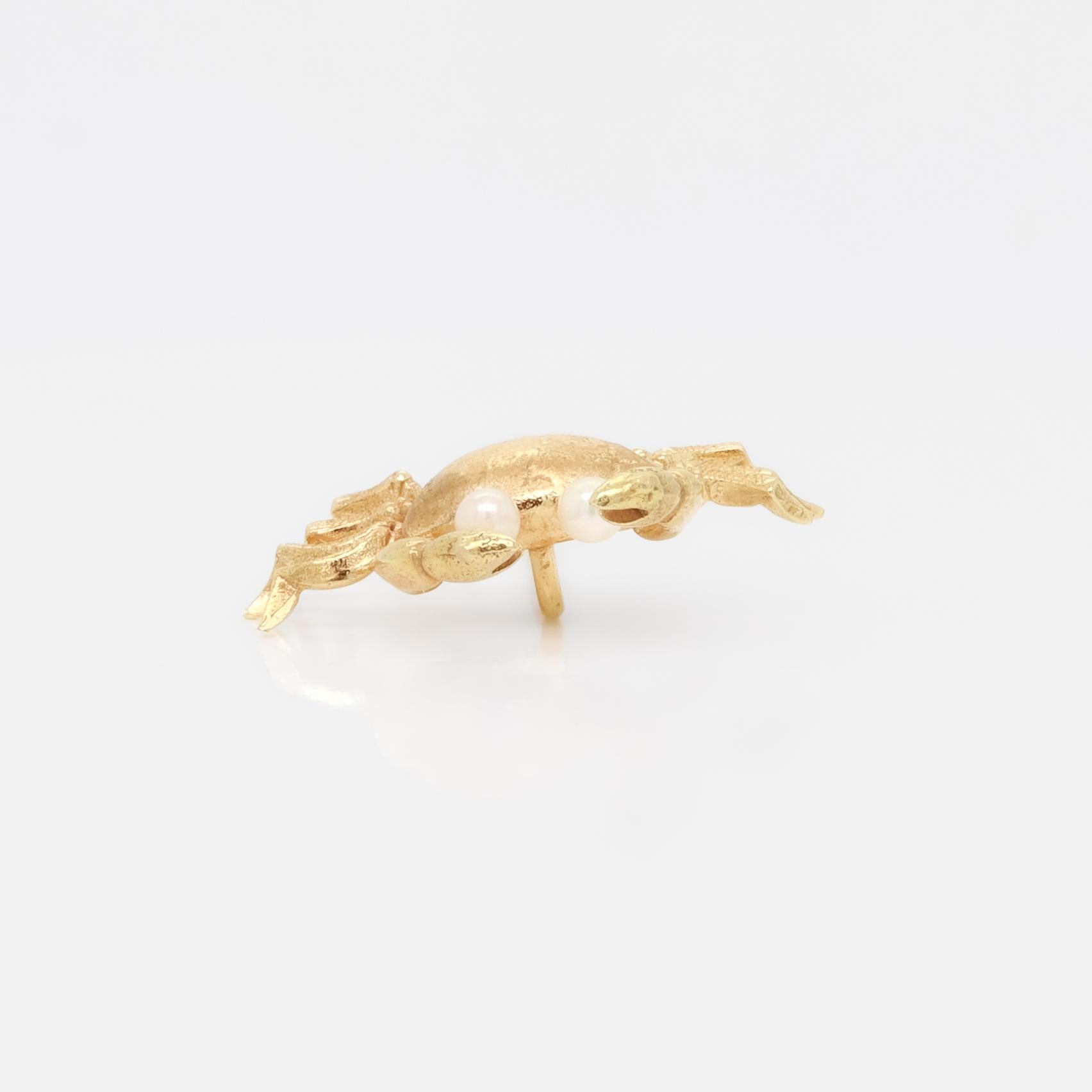 Vintage 14K Gold & Seed Pearl Crab Stickpin For Sale 4