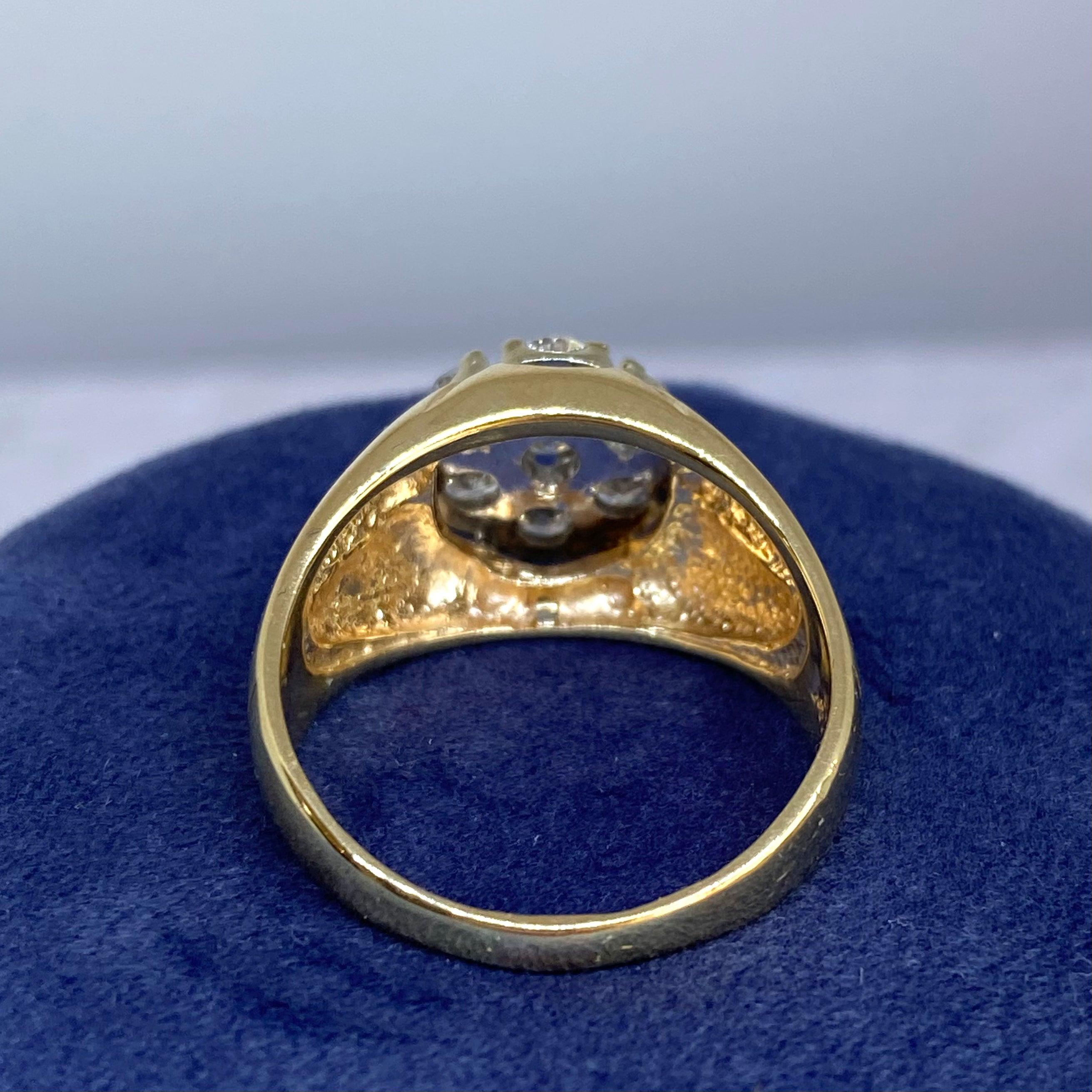 Women's or Men's Vintage 14K Gold Seven Stone Diamond Cluster Ring Size 9.75 For Sale