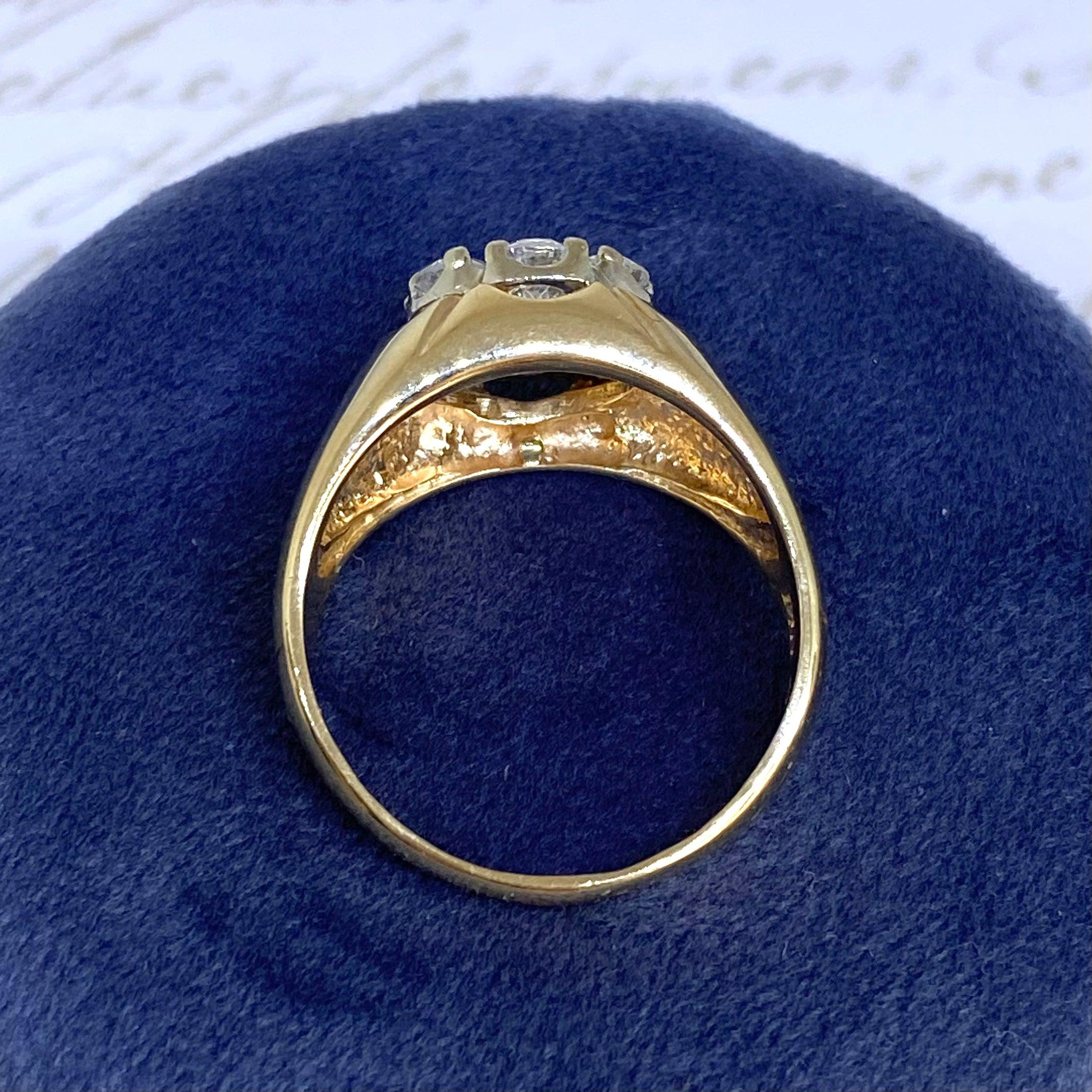 Vintage 14K Gold Seven Stone Diamond Cluster Ring Size 9.75 For Sale 2