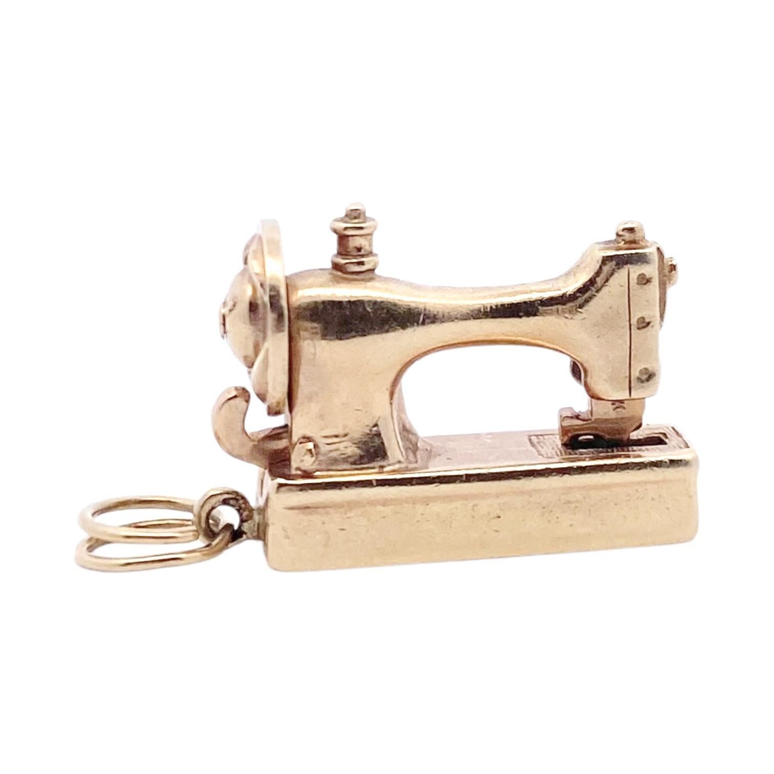Vintage 14K Gold Sewing Machine Charm Pendant 3
