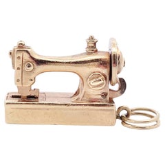 Vintage 14K Gold Sewing Machine Charm Pendant