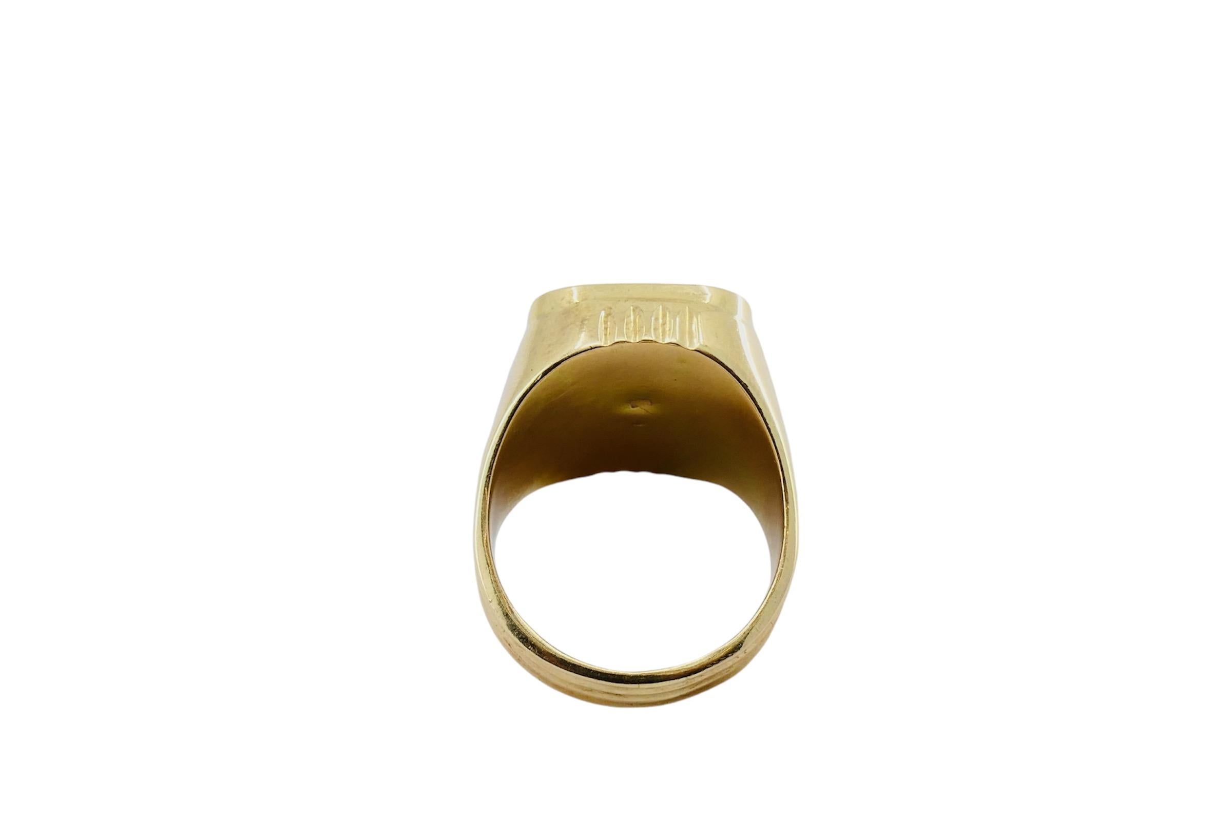 Vintage 14k Gold Signet Ring Sagittarius Carved Stone 2