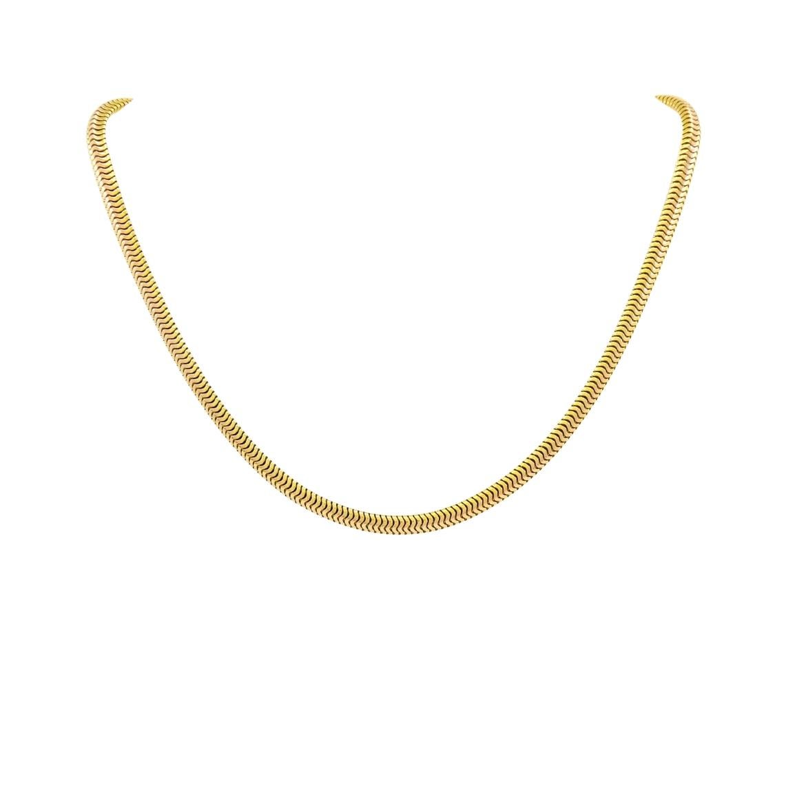 Collana con catena a serpente in oro 14k vintage in vendita 1