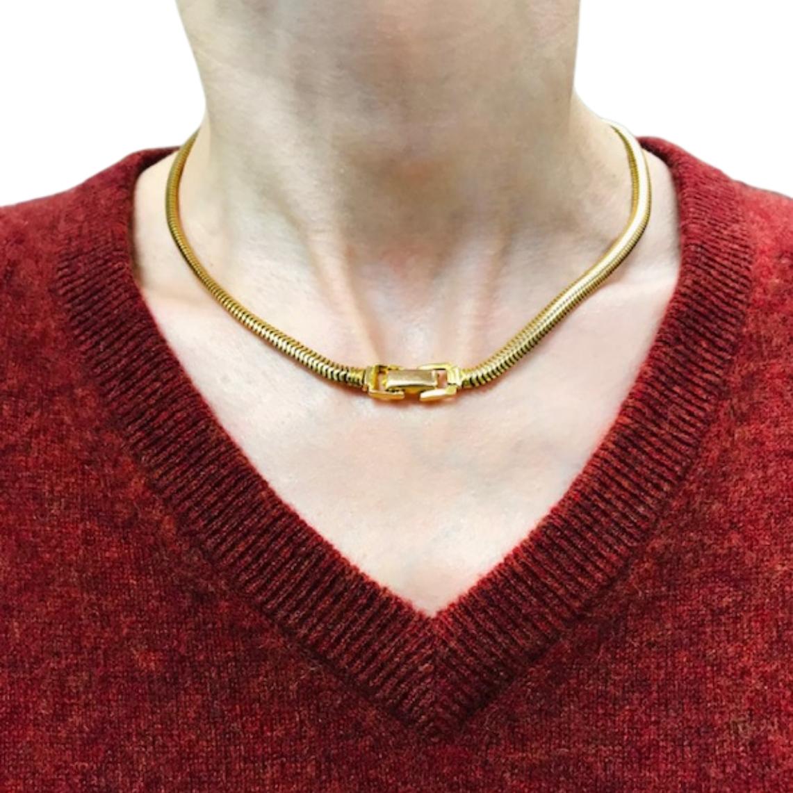 Collana con catena a serpente in oro 14k vintage in vendita 4