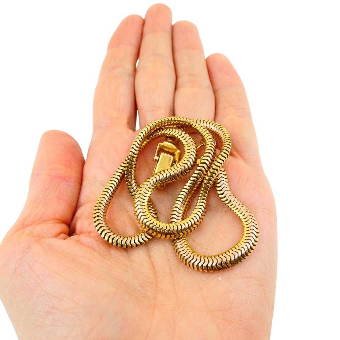 Collana con catena a serpente in oro 14k vintage in vendita 5