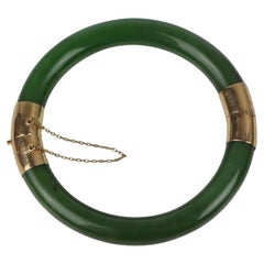 Vintage 14K Gold & Spinach Jade Bangle
