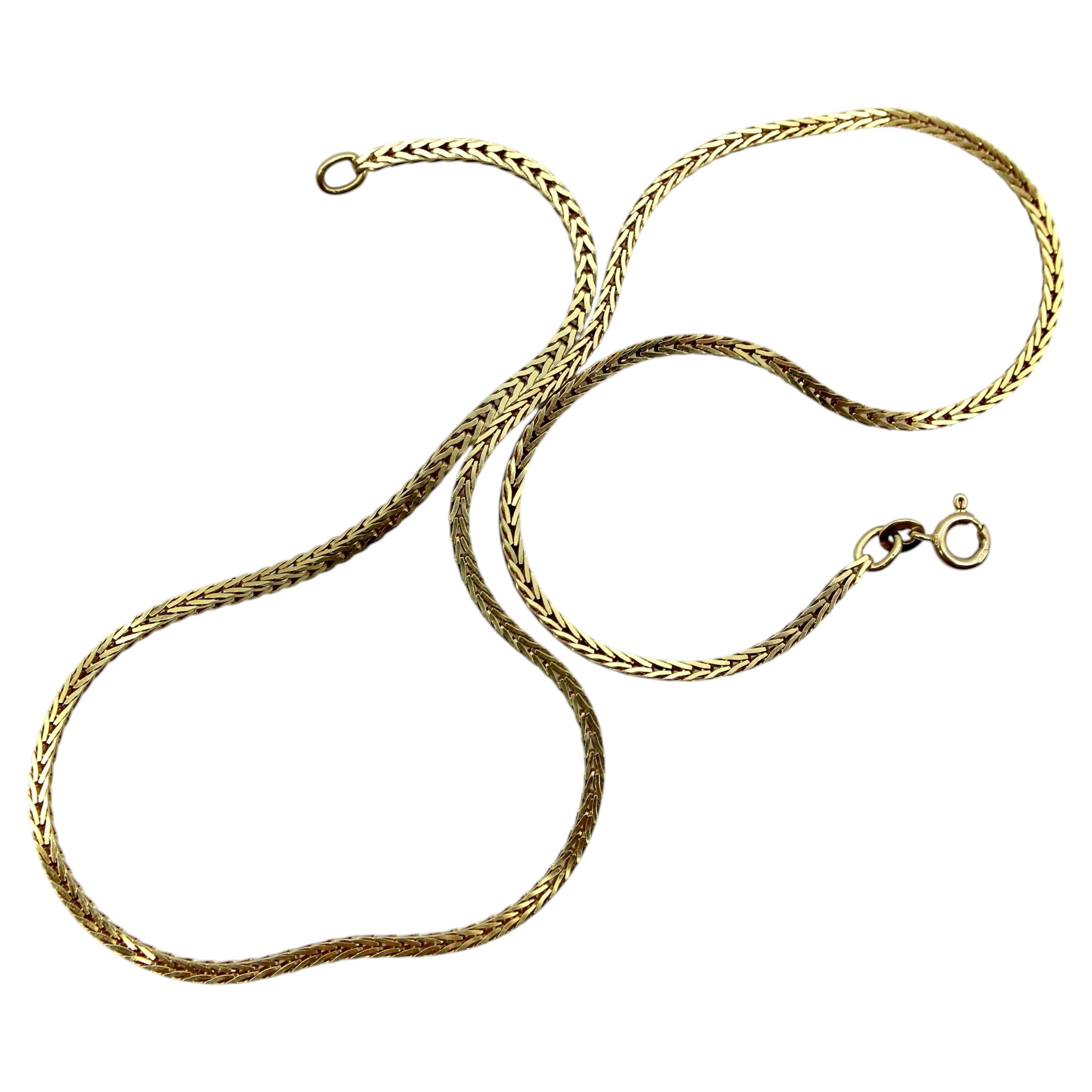 Cadena vintage de trigo cuadrada de oro de 14K