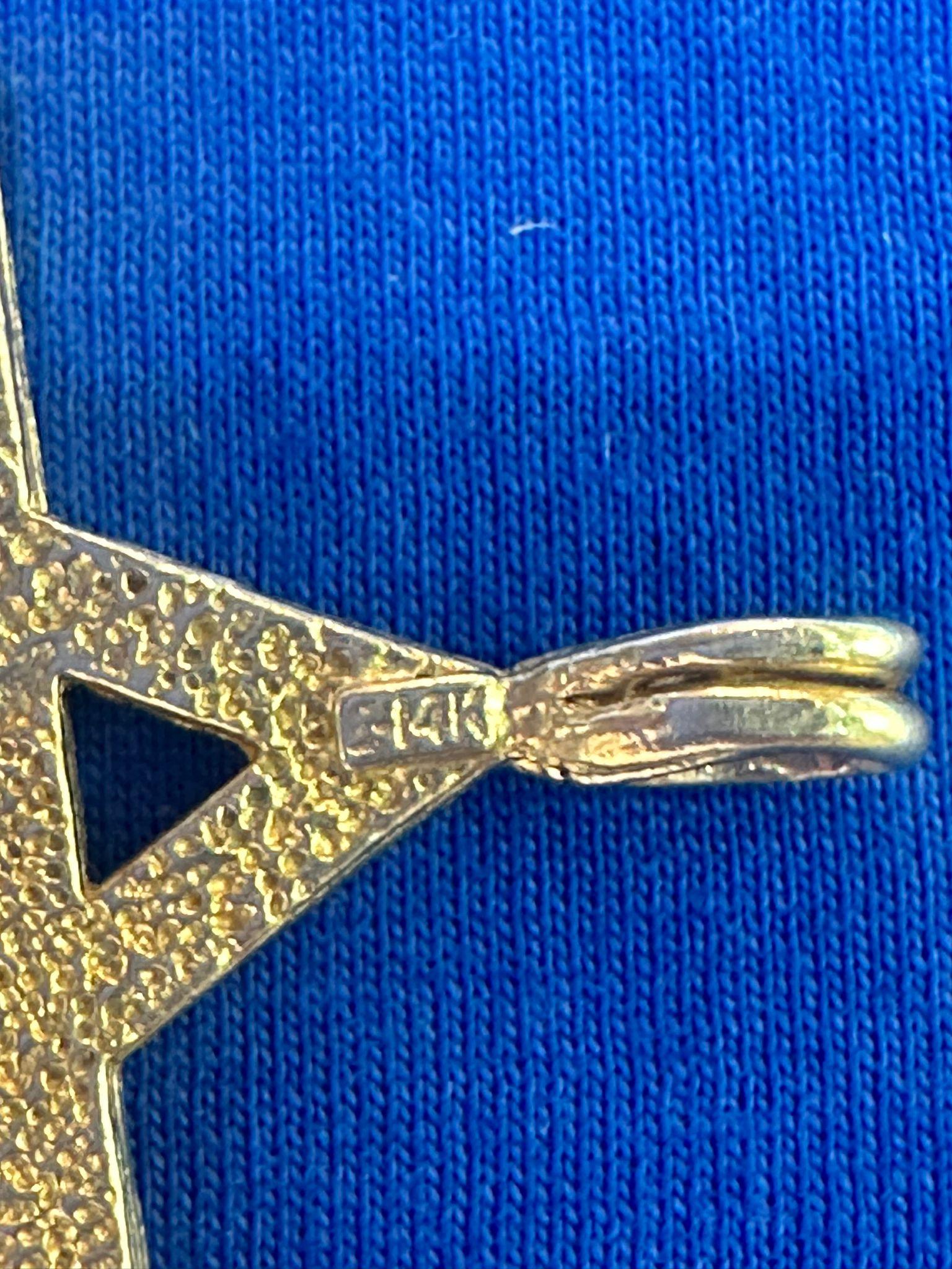 Late 20th Century Vintage 14K Gold Star of David Pendant- Handcrafted in Israel 1970s For Sale