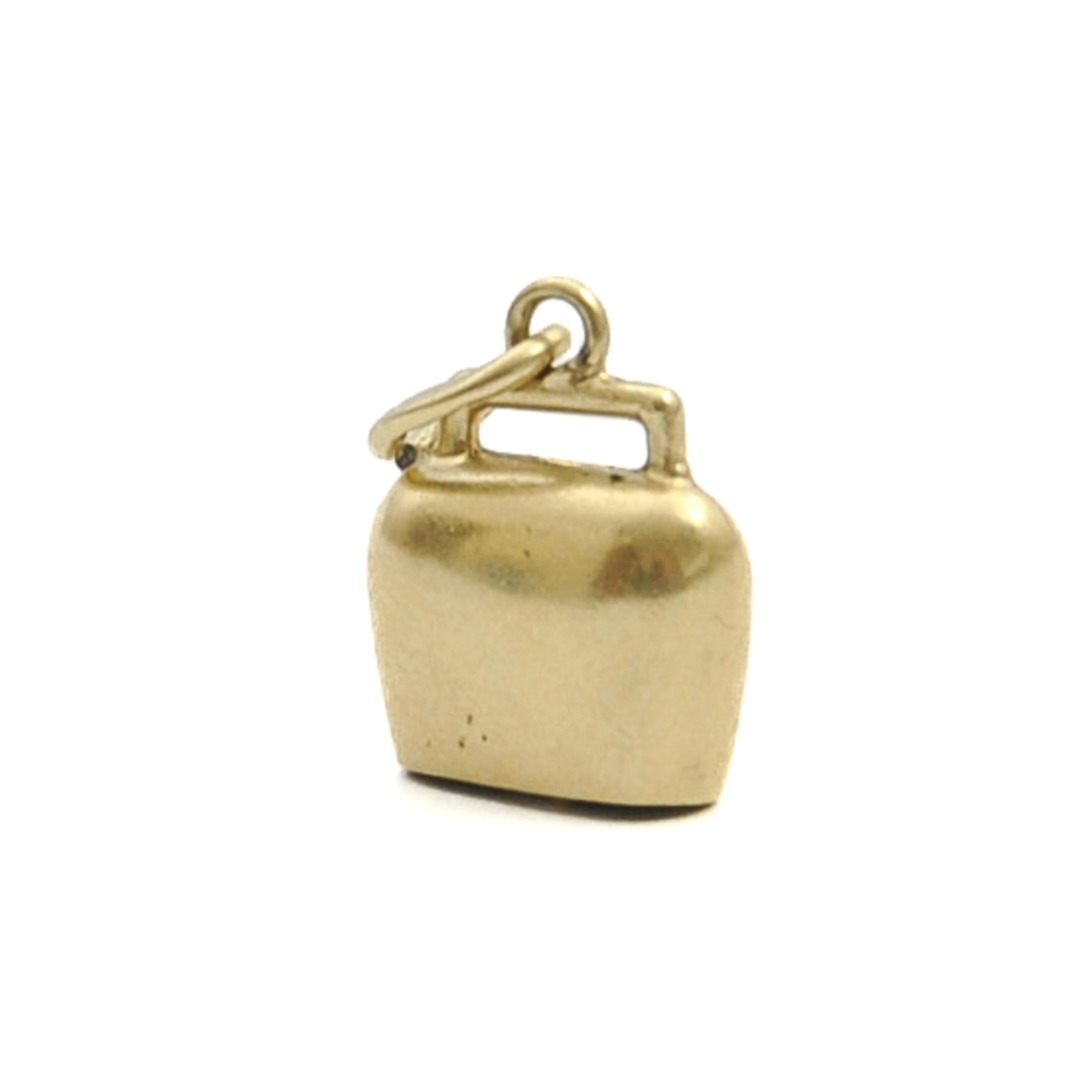 Schweizer Vintage 14K Gold Schweizer Cowbell-Charm-Anhänger 3