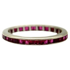  Vintage 14K Gold Synthetic Ruby Eternity Band