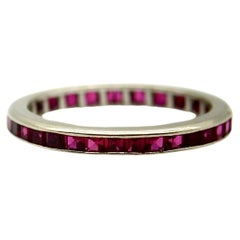 Vintage 14K Gold Synthetic Ruby Eternity Band