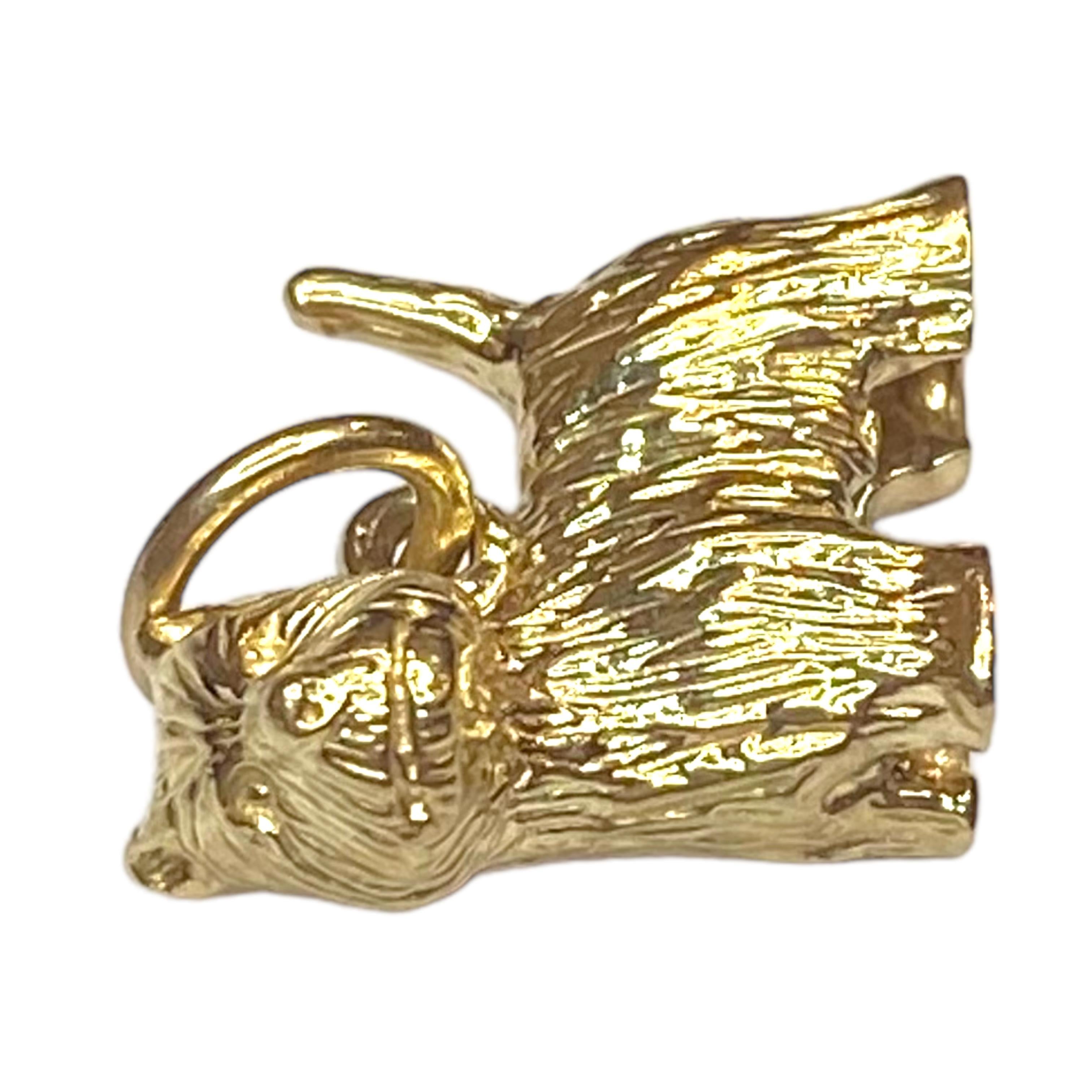 Women's or Men's Vintage 14K Gold Terrier Charm Pendant