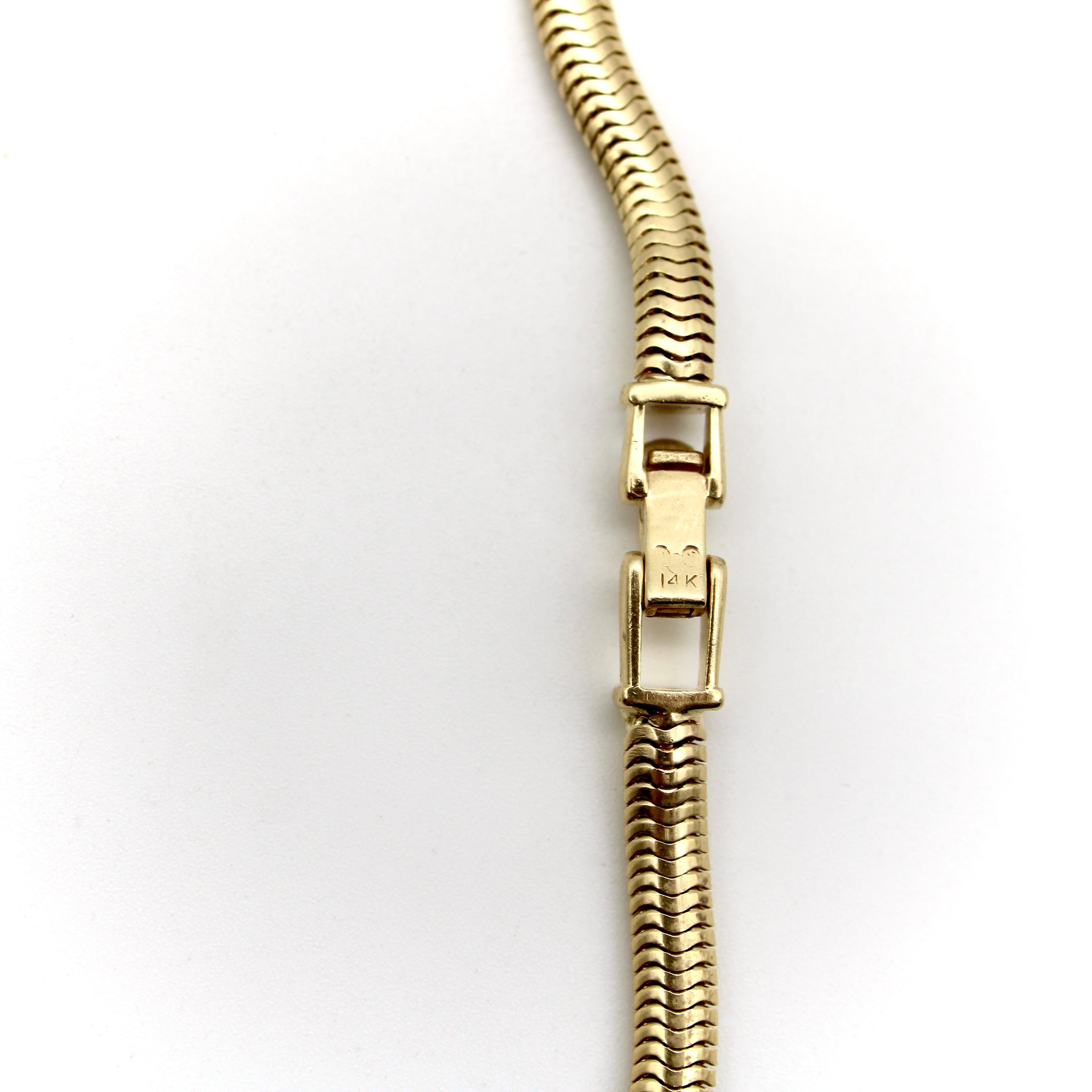 Modernist Vintage 14K Gold Thick Snake Chain Necklace, circa 1970’s