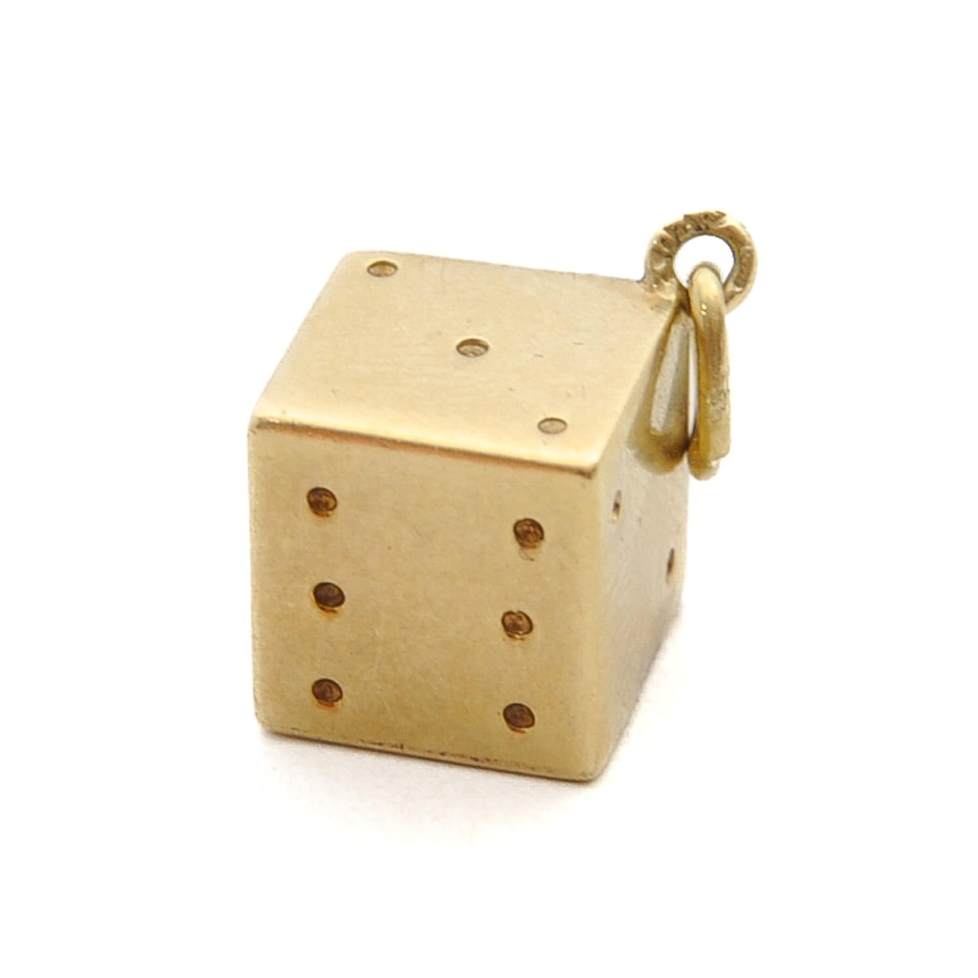 Women's or Men's Vintage 14K Gold Dice Lucky Charm Pendant For Sale