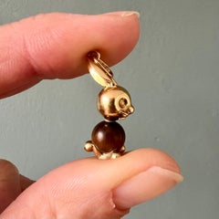 Vintage 14K Gold Tiger’s Eye Rabbit Charm Pendant