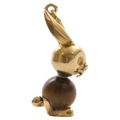 Vintage 14K Gold Tiger’s Eye Rabbit Charm Pendant