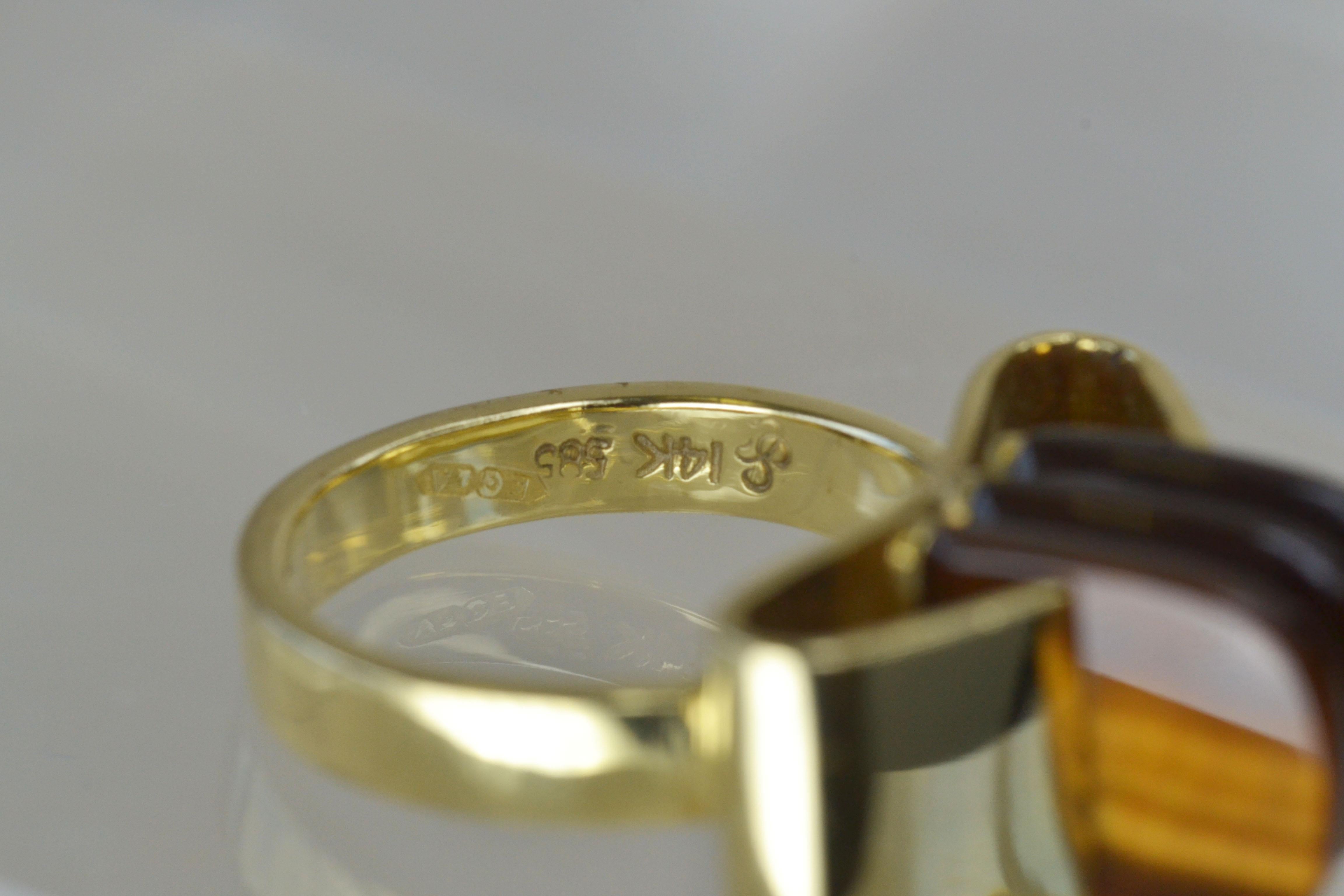 Vintage 14k Gold & Tiger's Eye Ring Limited Edition For Sale 1