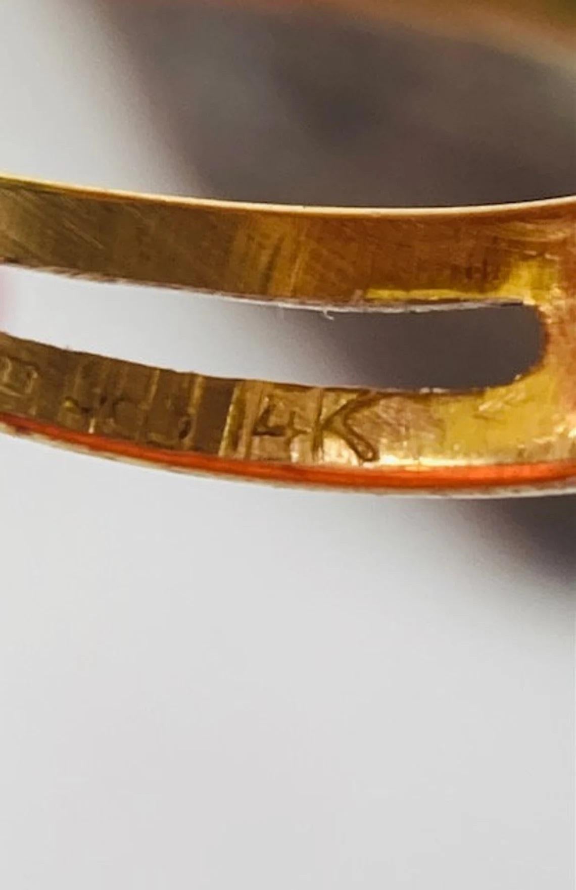 Cabochon Vintage 14k Gold Tiger's Eye Ring One-of-a-kind For Sale
