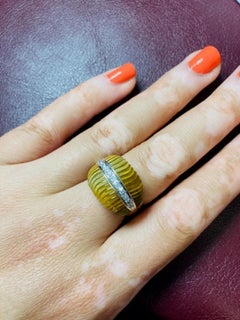 Vintage 14k Gold Tiger's Eye Scalloped Ring One-of-a-kind