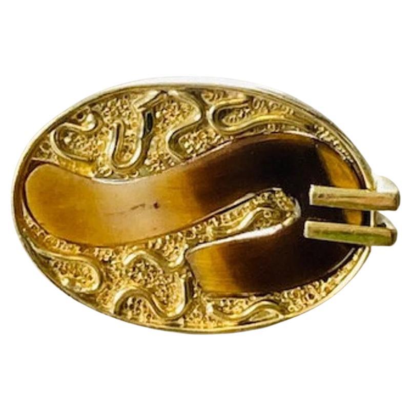 Vintage 14k Gold Tiger's Eye Unisex Signet Ring, One-of-a-kind For Sale