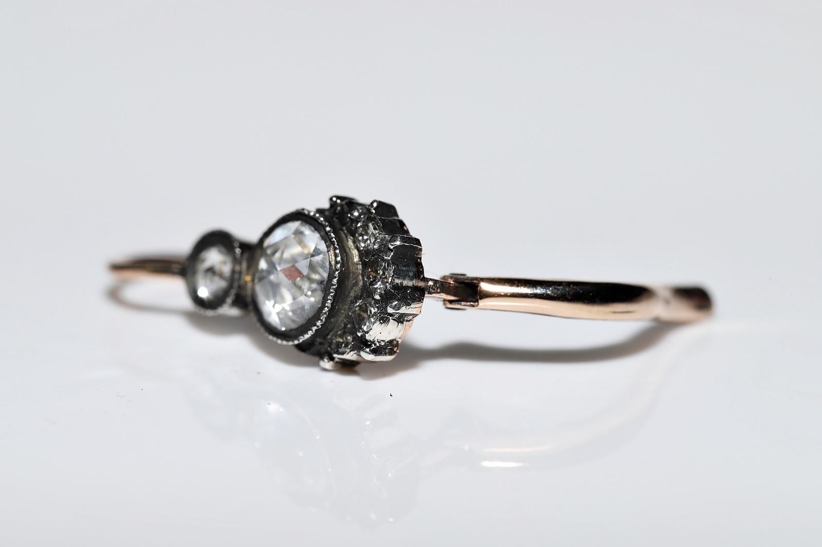 Vintage 14k Gold Top Silber natürlicher Diamant Dekorierter Ohrring im Angebot 5