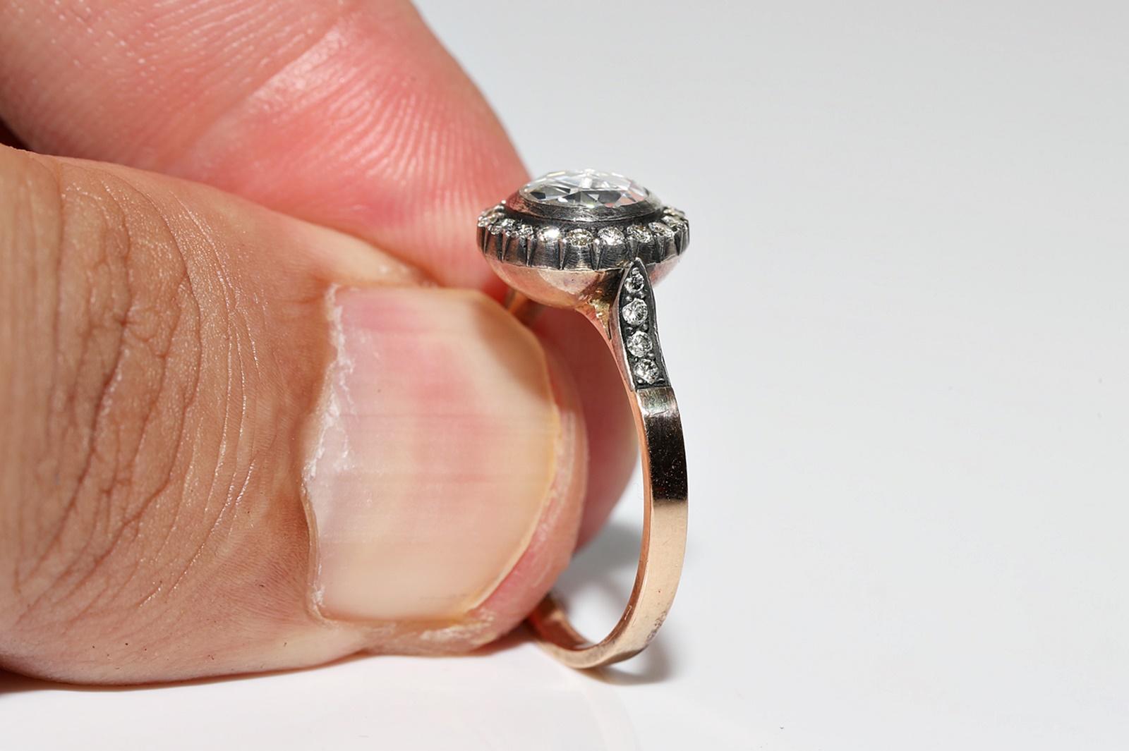 Vintage  14k Gold Top Silver Natural Diamond Engagement Solitaire Ring en vente 5
