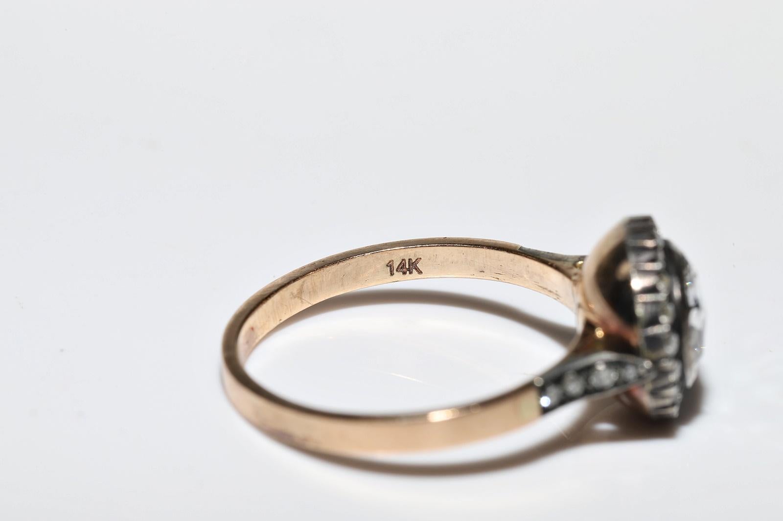 Vintage  14k Gold Top Silver Natural Diamond Engagement Solitaire Ring en vente 6