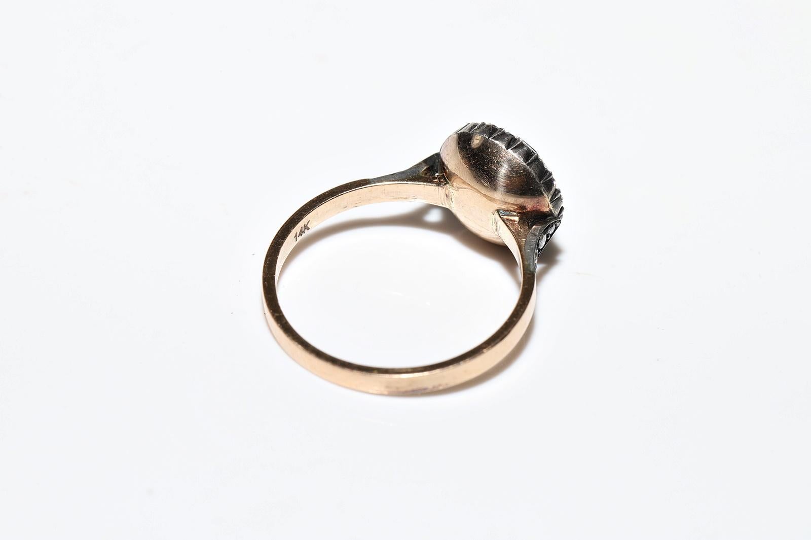 Vintage  14k Gold Top Silver Natural Diamond Engagement Solitaire Ring en vente 7