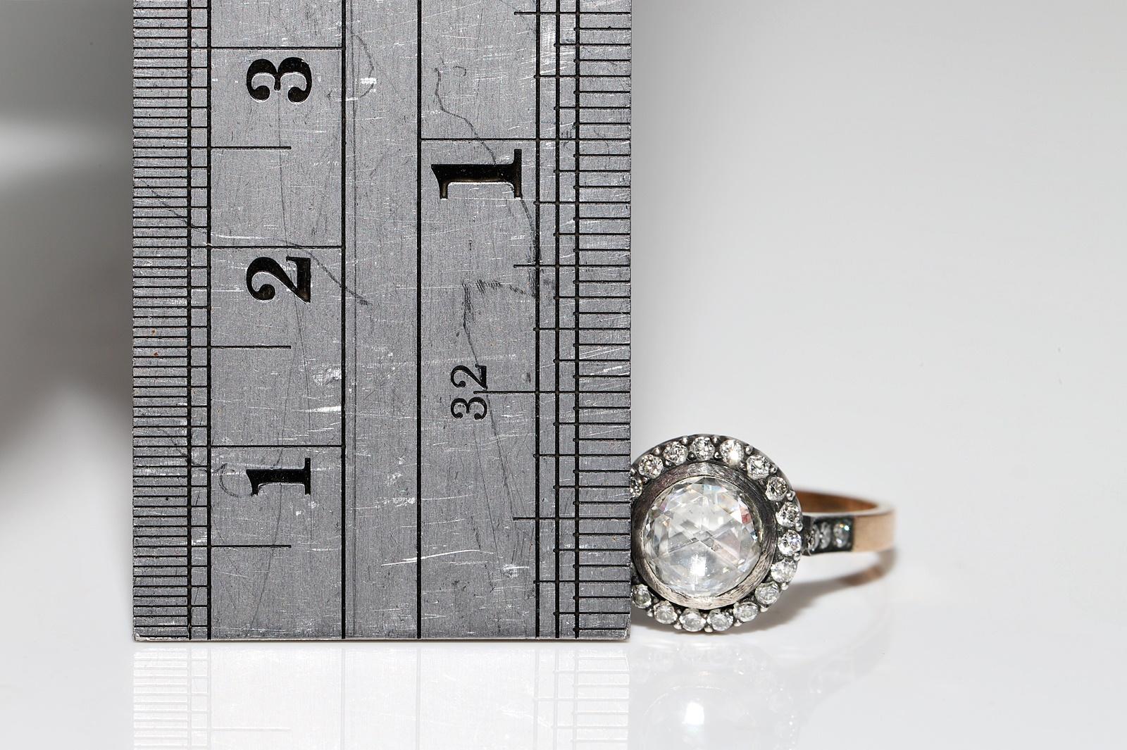 Vintage  14k Gold Top Silver Natural Diamond Engagement Solitaire Ring en vente 8