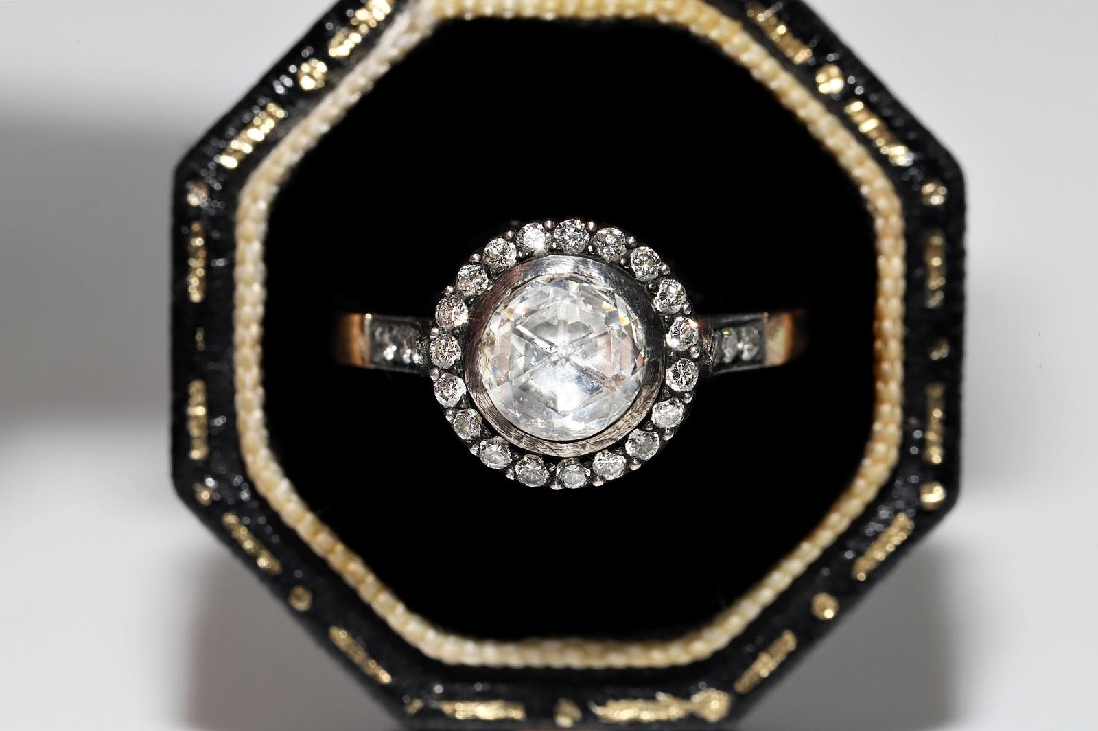 Vintage  14k Gold Top Silver Natural Diamond Engagement Solitaire Ring en vente 11