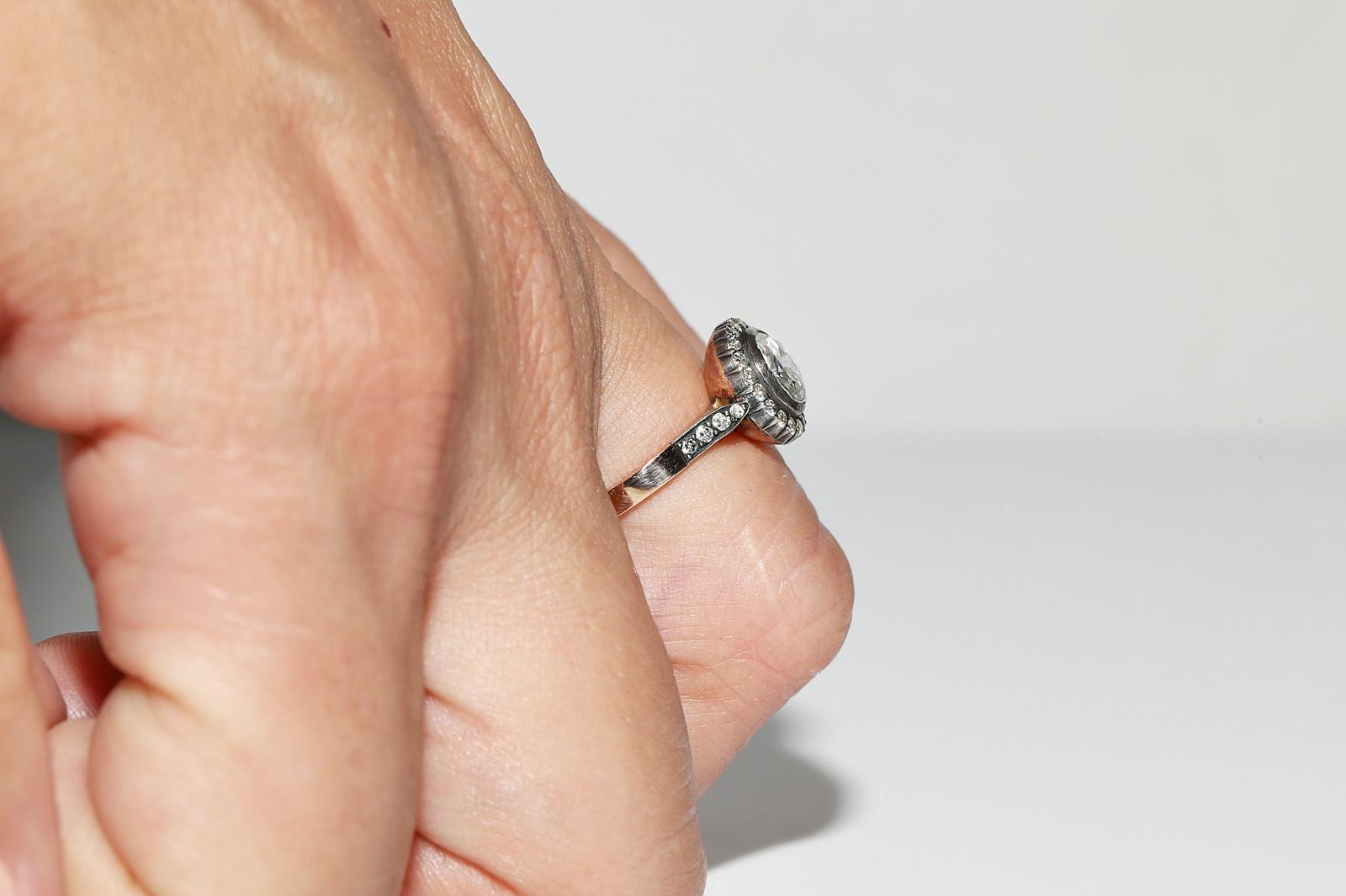 Vintage  14k Gold Top Silver Natural Diamond Engagement Solitaire Ring Bon état - En vente à Fatih/İstanbul, 34