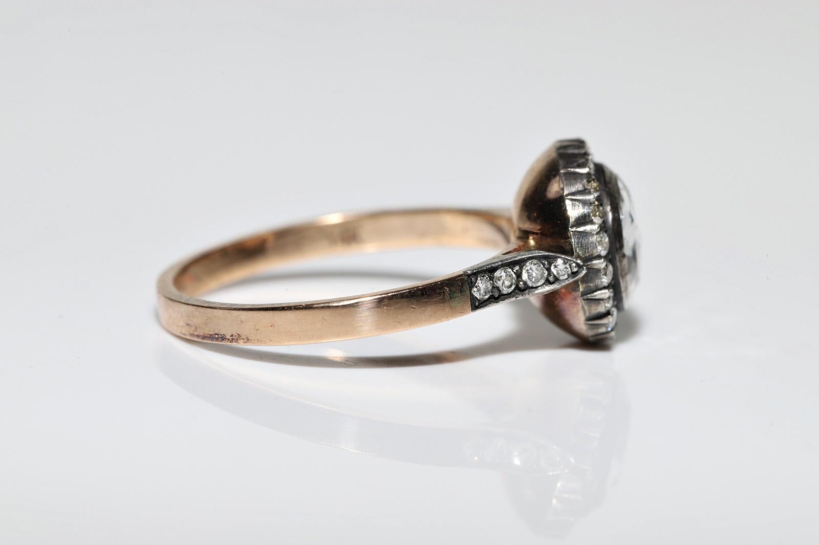 Vintage  14k Gold Top Silver Natural Diamond Engagement Solitaire Ring en vente 3