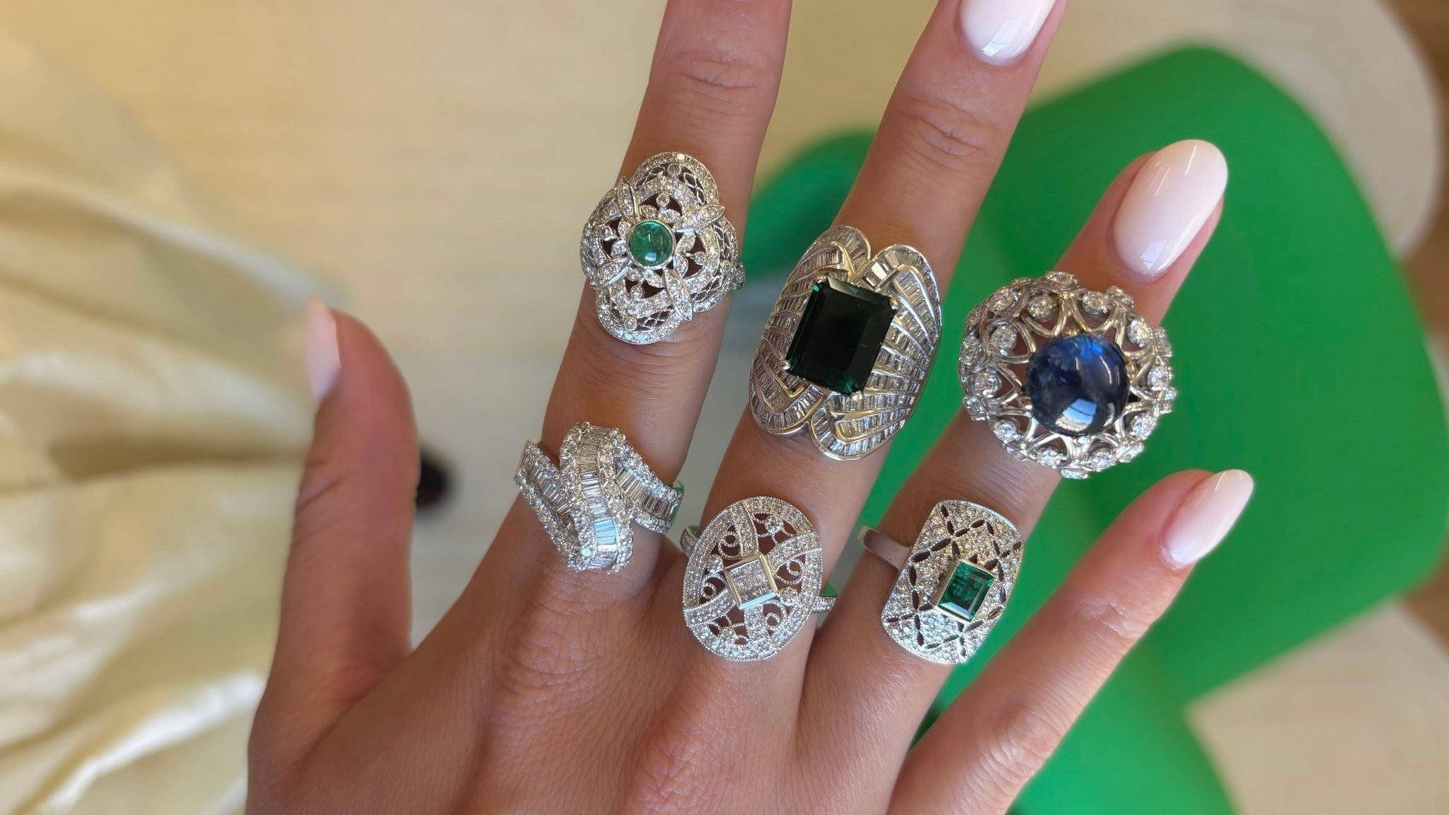 Bague cocktail vintage en or 14K avec tourmaline et diamant en vente 10