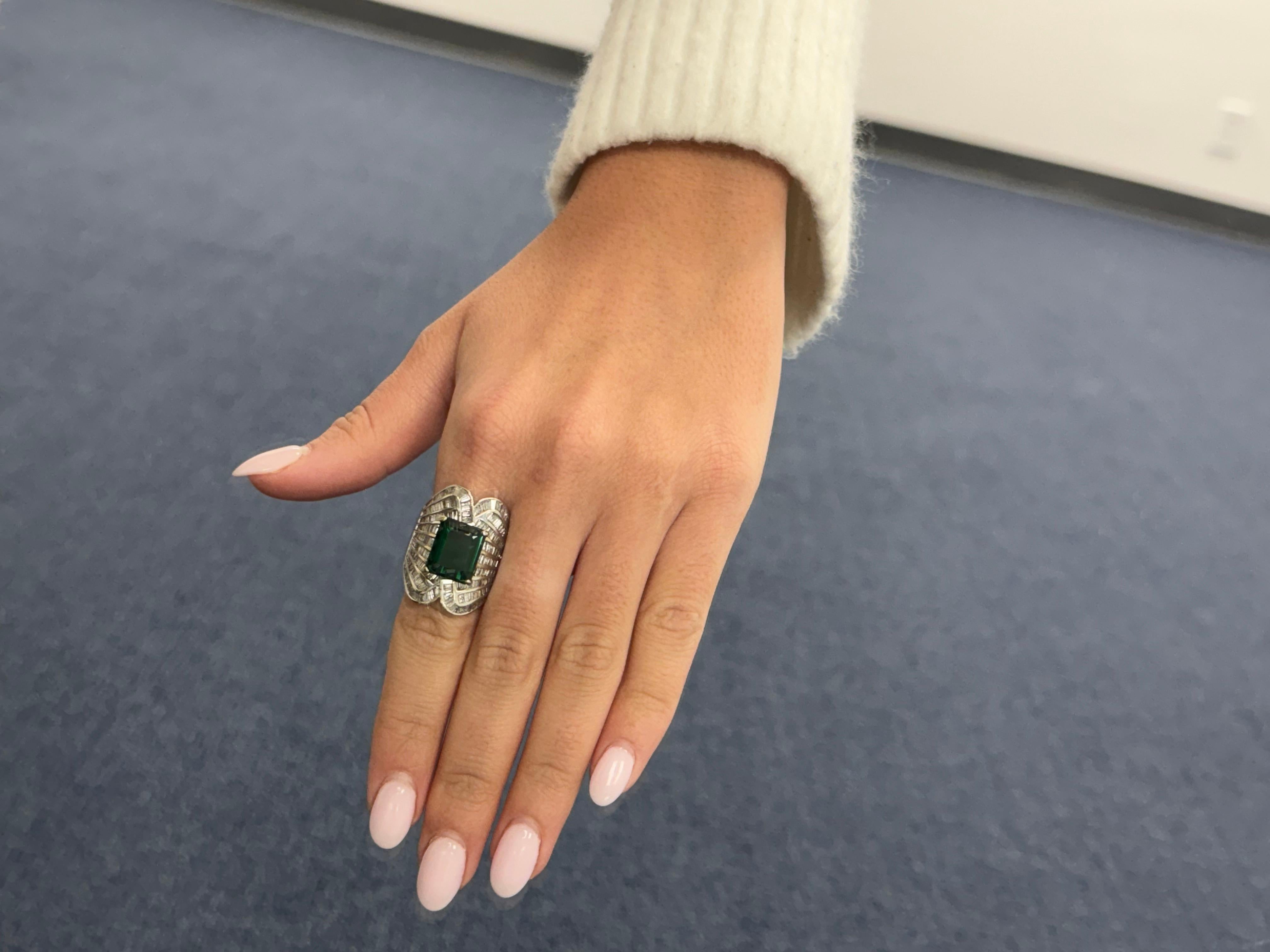 Bague cocktail vintage en or 14K avec tourmaline et diamant en vente 6