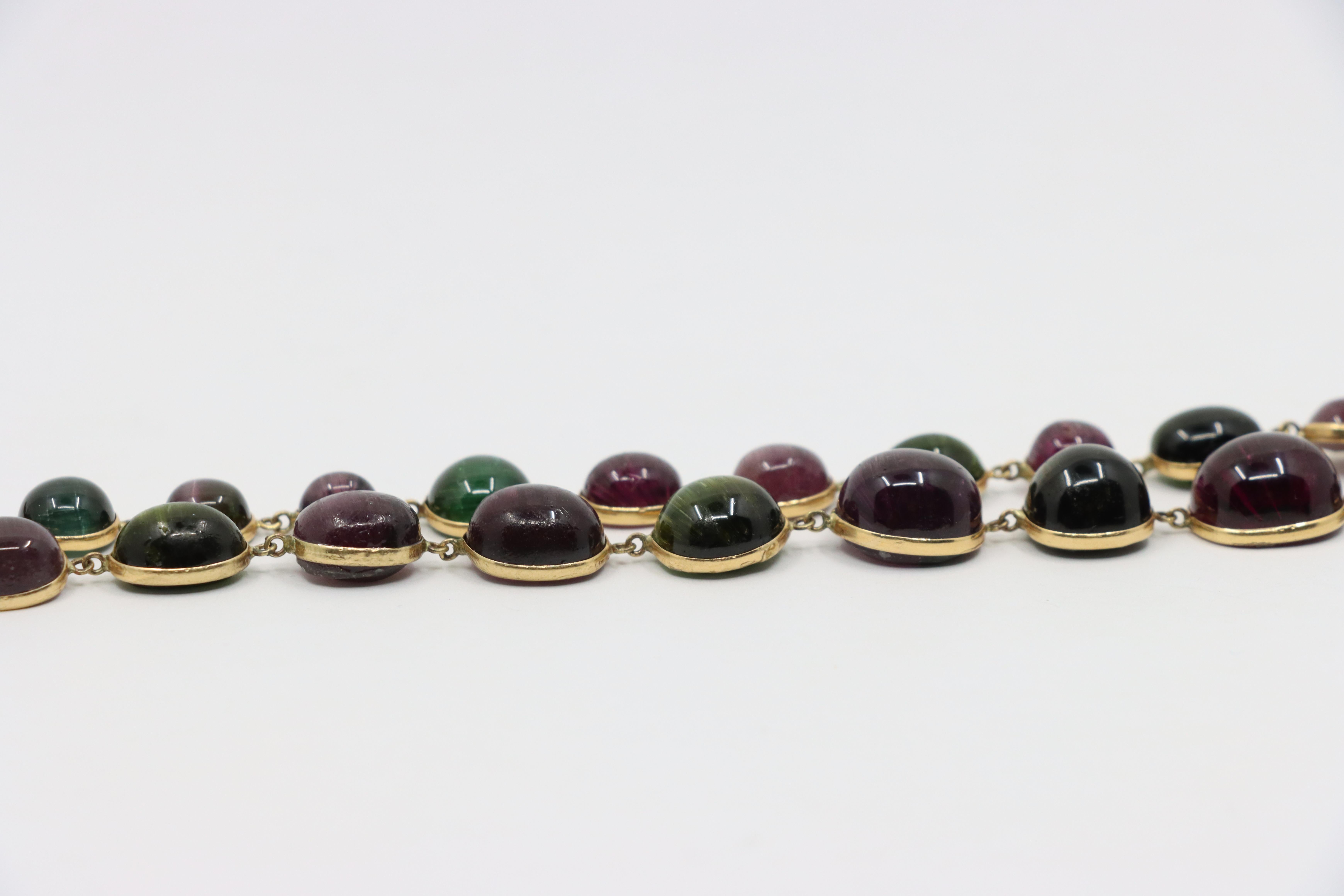 Halskette aus 14 Karat Gold mit Turmalin-Perlen im Angebot 7