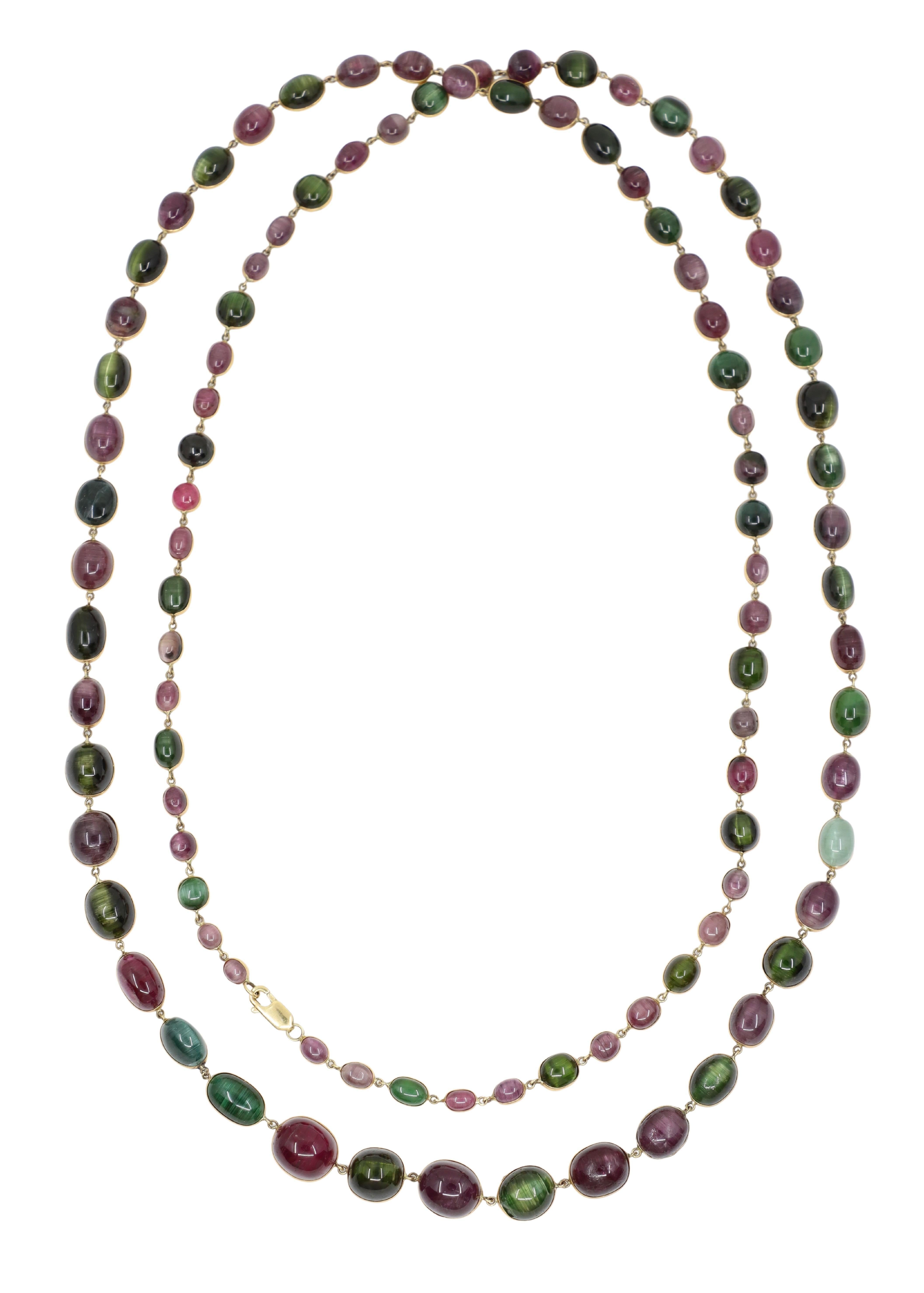 Vintage 14K Gold Tourmaline Bead Necklace