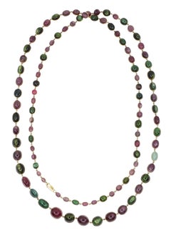 Vintage 14K Gold Tourmaline Bead Necklace