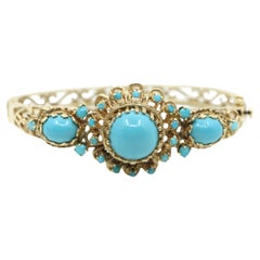 Bracciale con cabochon di turchese in oro 14K vintage