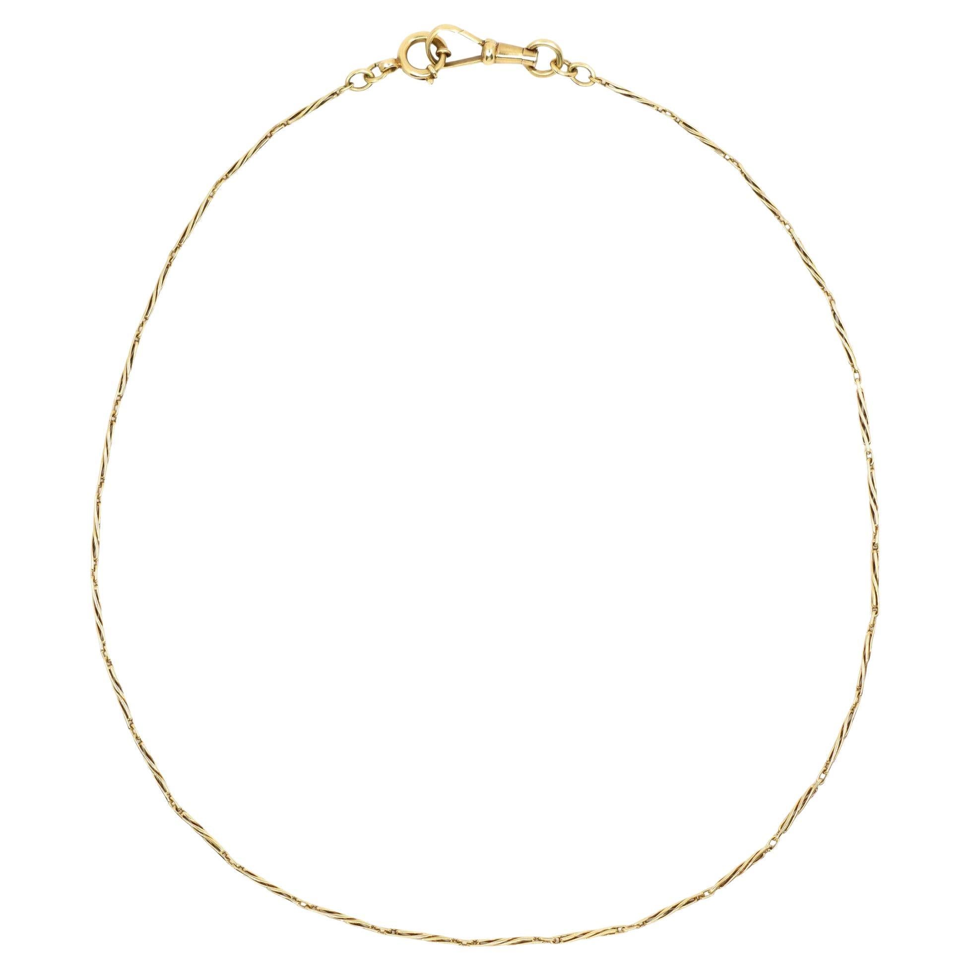 Collar vintage de cadena retorcida de oro de 14 quilates