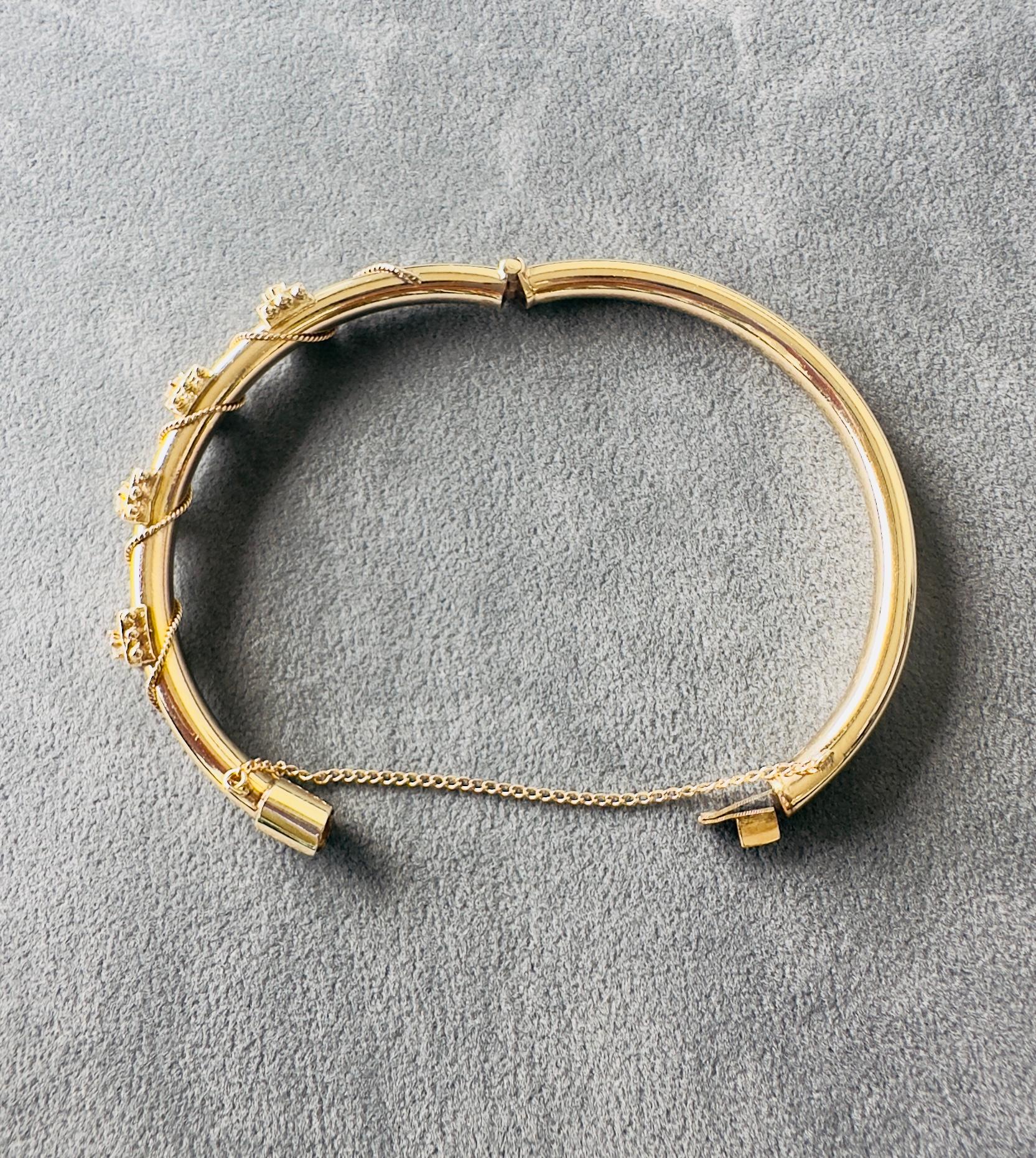 Vintage 14K Gold Twisted Rope & .40 CTW Diamond Hinged Bangle Bracelet For Sale 6