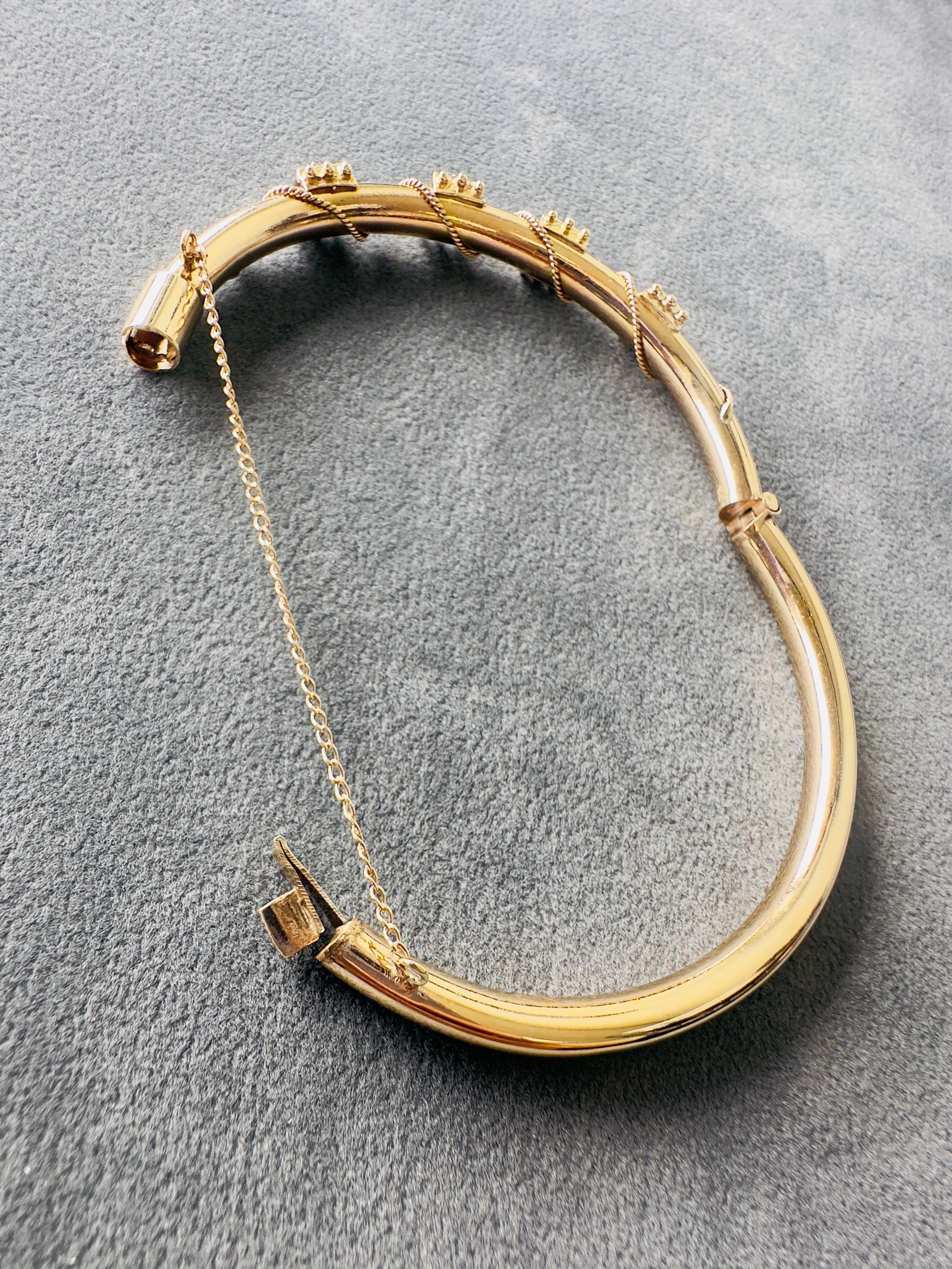Vintage 14K Gold Twisted Rope & .40 CTW Diamond Hinged Bangle Bracelet For Sale 7