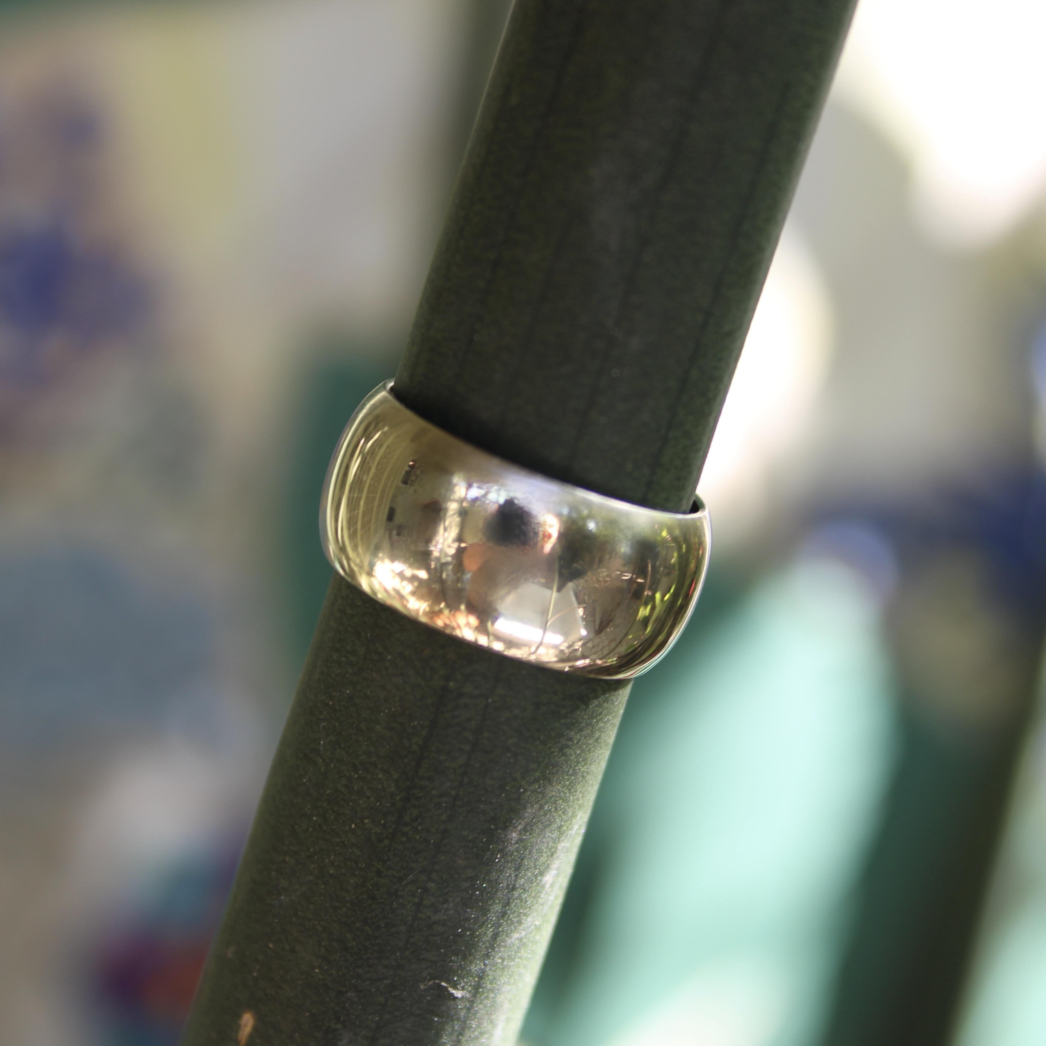 Vintage 14K Gold Wide Band Convex Ring For Sale 3