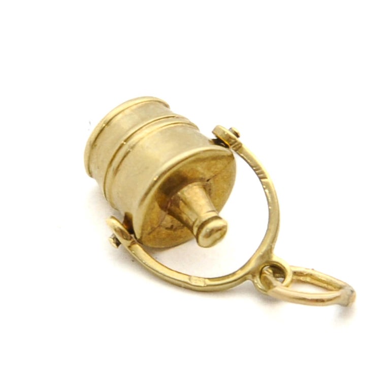 MidCentury 14K Gold Wine Cooler Bucket Charm Pendant For Sale at 1stDibs