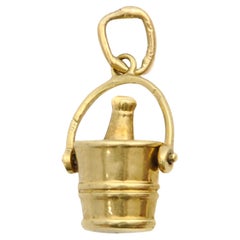 Retro Mid-Century 14K Gold Wine Cooler Bucket Charm Pendant