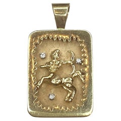 Vintage 14K Gold Zodiac Sagittarius Shadow Box Style Pendant